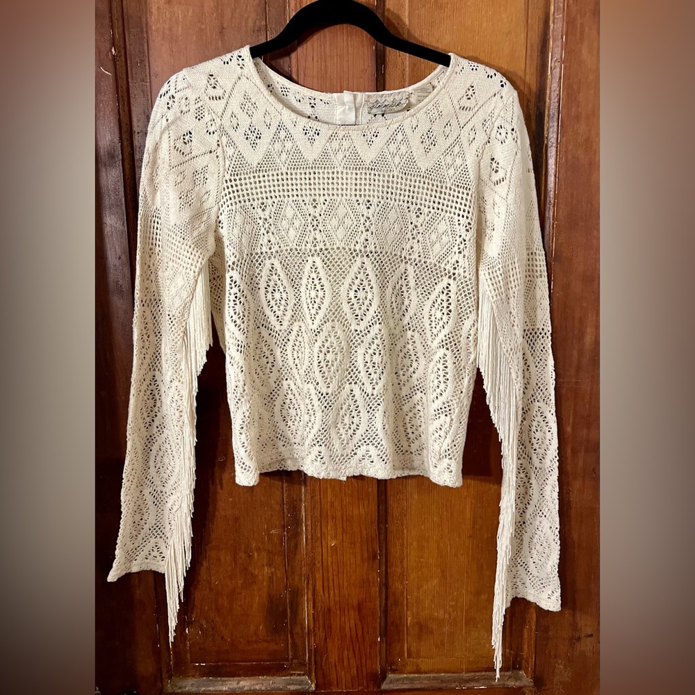 BKE Fringed Crochet Top